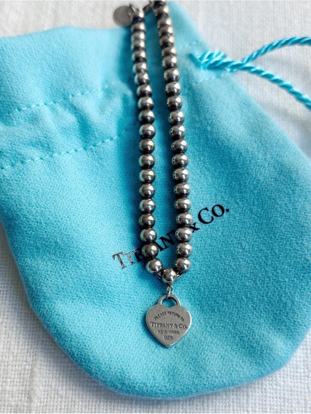 Tiffany & Co. Return to Tiffany® Heart Tag Bead Bracelet 925 Sterling Silver
